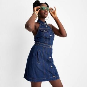 Alani Noelle x Future Collective denim halter mini dress - Size 10